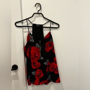 Eclipse Rose / black tank top with thin straps. Medium